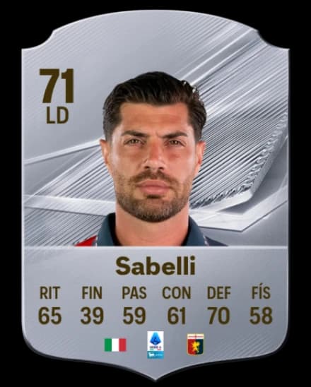Card de Stefano Sabelli, RB, overall 71