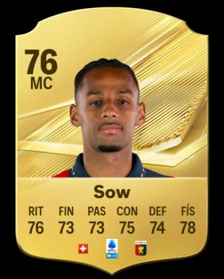 Card de Djibril Sow, CM, overall 76