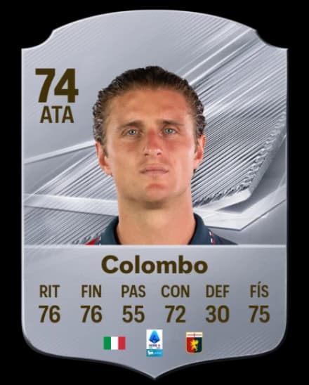 Card de Lorenzo Colombo, ST, overall 74