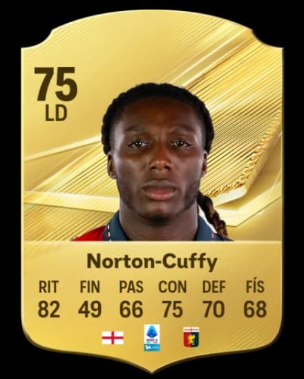 Card de Brooke Norton-Cuffy, RB, overall 75