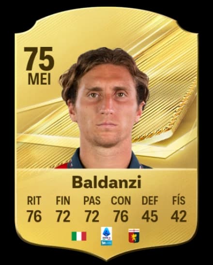 Card de Tommaso Baldanzi, CAM, overall 75