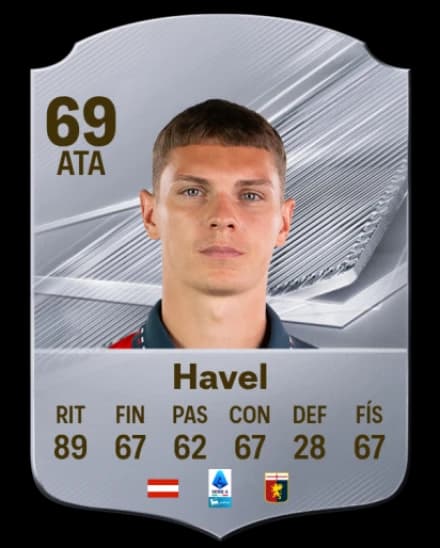 Card de Elias Havel, ST, overall 69
