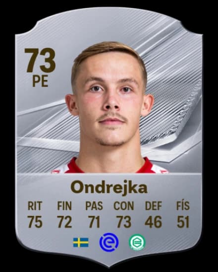 Card de Jacob Ondrejka, LW, overall 73