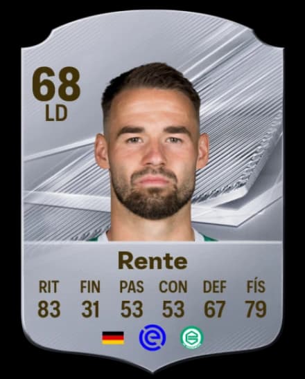 Card de Marco Rente, RB, overall 68