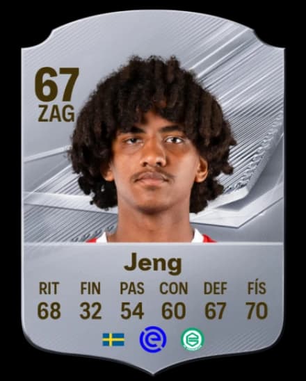 Card de Malcolm Jeng, CB, overall 67
