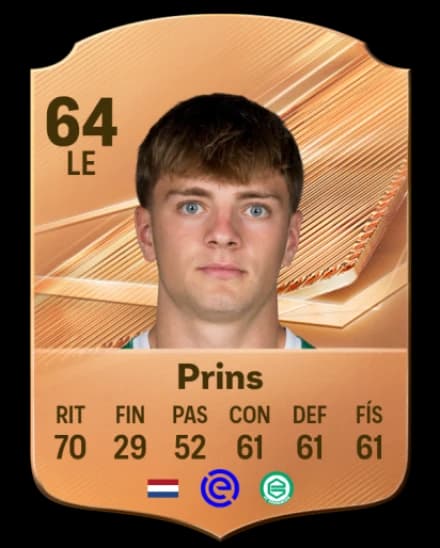 Card de Wouter Prins, LB, overall 64
