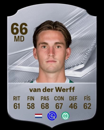 Card de David van der Werff, RM, overall 66